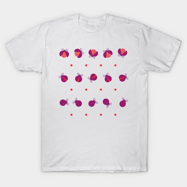 Purple cute ladybugs T-Shirt by marufemia